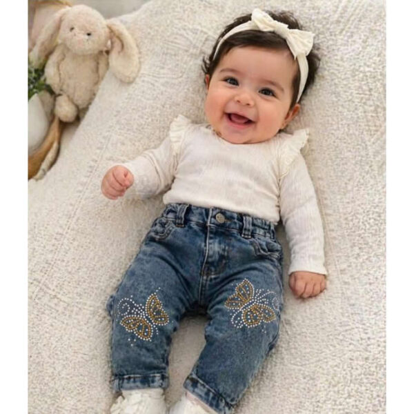 Art 2516 / Jeans Beba con Brillo Elastizado Gris y Azul -  talle 2 al 5