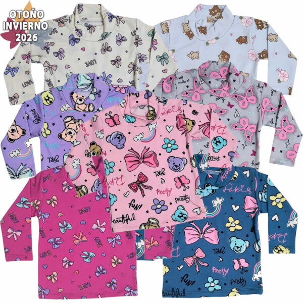 Art 2528 / Media Polera Modal Soft Frizado Estampado - talle 2 al 6