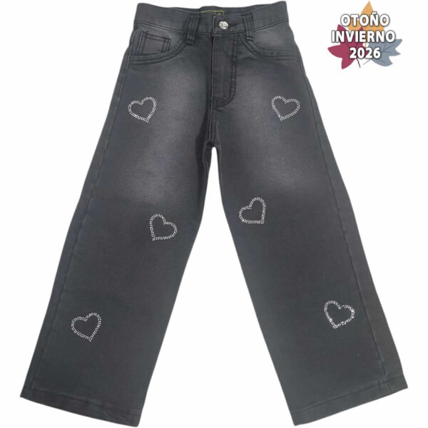 Art 2622 / Jean Baggie Negro ocalizado y Strass  talle 4 al 16