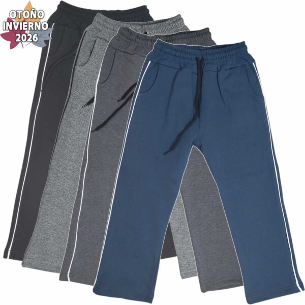 Art 2723 / Pantalon Recto Baggie Algodon Frizado con Vivo Talle 6 al 16