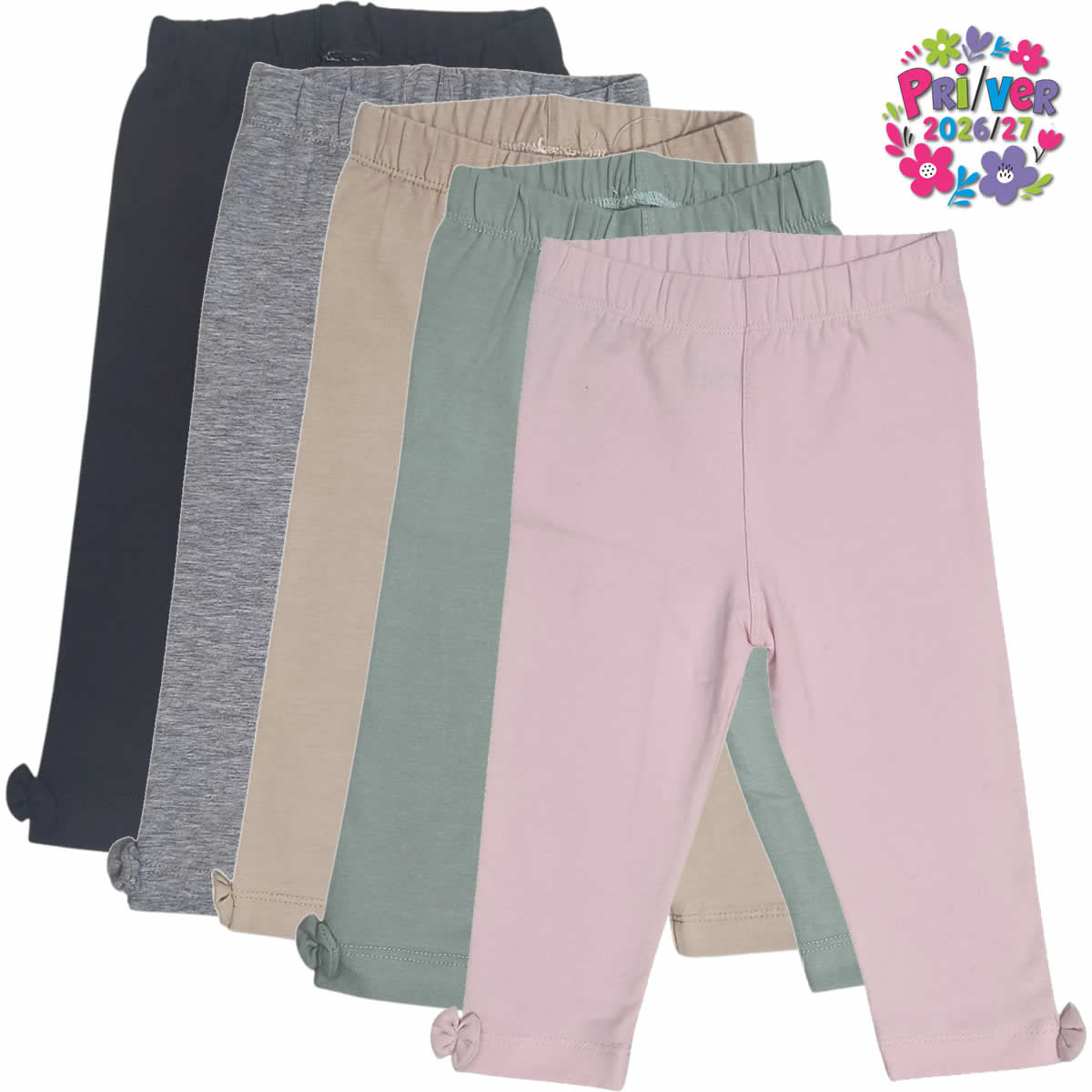 Art 3006 / Calzas de Algodon con Lycra y Moño talle 2 al 5