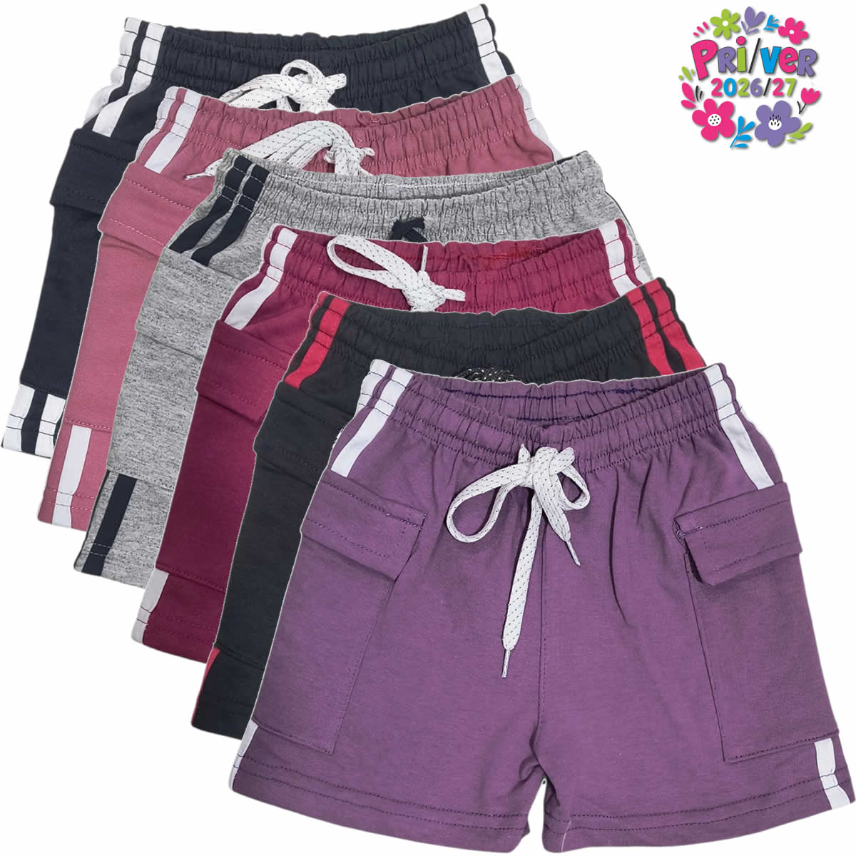 Art 3112 / Short Cargo Tira de Algodon Rustico talle 4 al 16