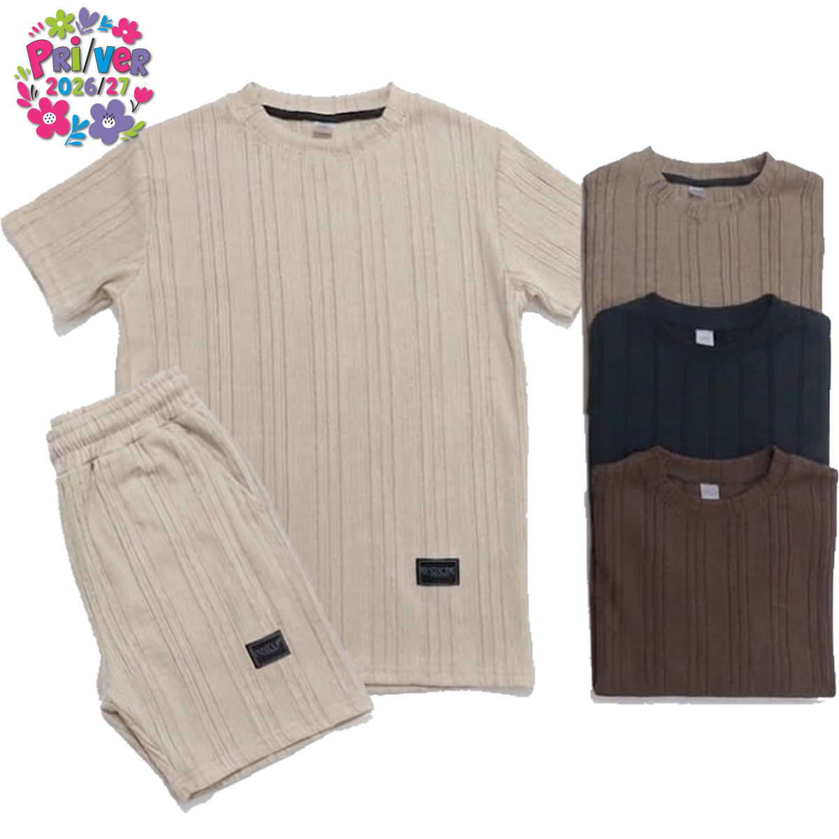 Art 3210 / Conjunto de Remera y Short Tela Hawai Tramada Talle 6 al 16