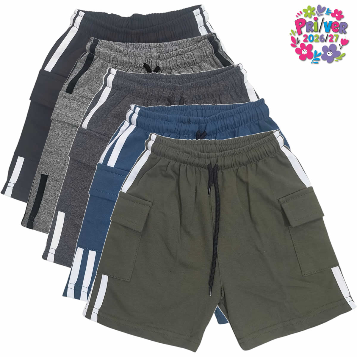 Art 3211 / Short Bermuda de Algodon Rustico Cargo con tira Talle 6 al 16