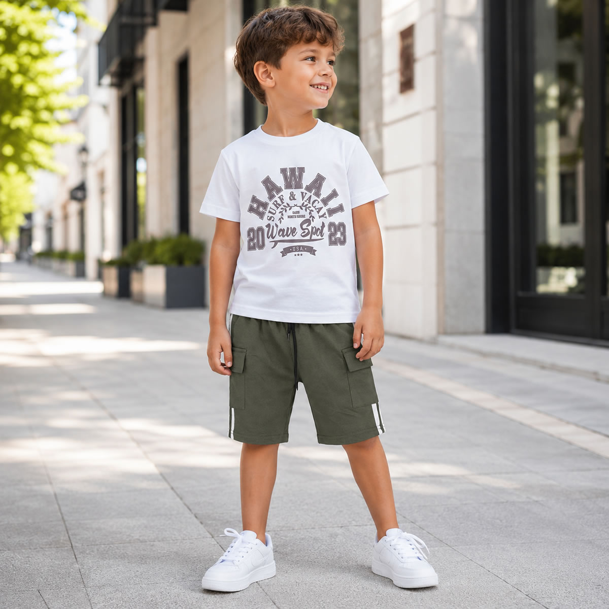 Art 3211 / Short Bermuda de Algodon Rustico Cargo con tira Talle 6 al 16 - Imagen 6