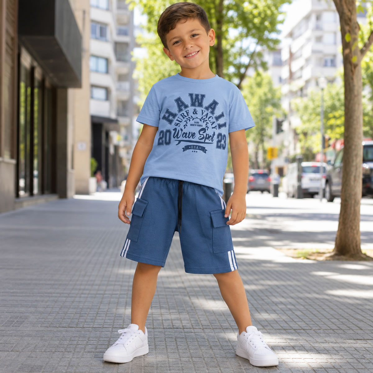 Art 3211 / Short Bermuda de Algodon Rustico Cargo con tira Talle 6 al 16 - Imagen 4