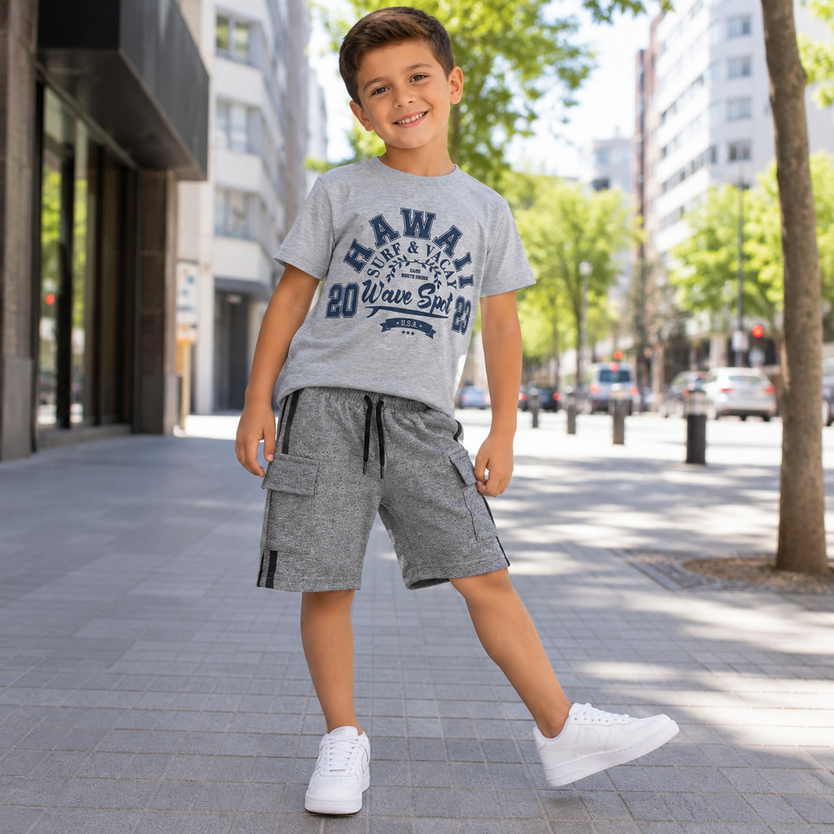 Art 3211 / Short Bermuda de Algodon Rustico Cargo con tira Talle 6 al 16 - Imagen 3