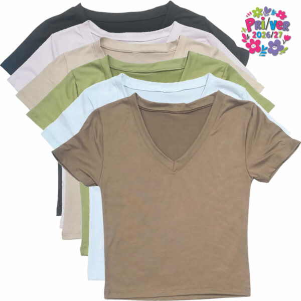 Art 3301 / Remera Mujer Modal Soft Escote en V talle unico equivale a S-M